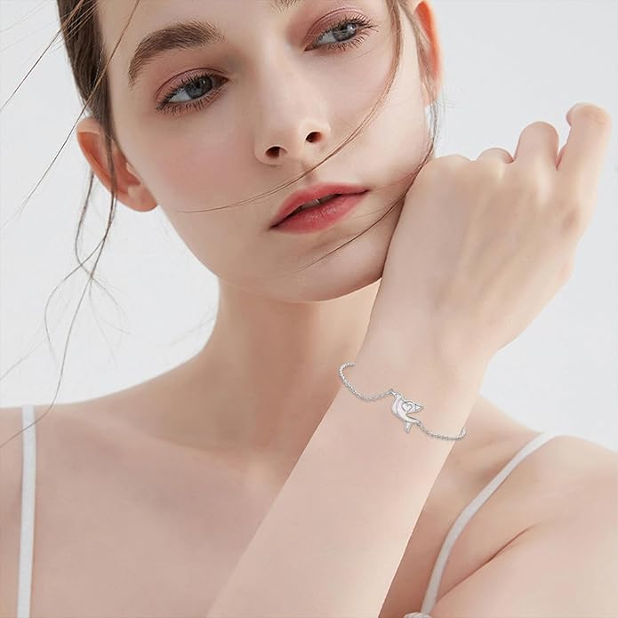 Butterfly/Phoenix/Dove/Dragonfly/Hummingbird Bracelet for Women 925 Sterling Silver Opal Bracelet Dainty Link Jewelry Birthday Christmas Gifts for Women Her