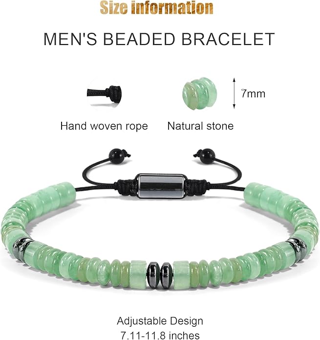 VIBILIA Healing Crystal Bracelets Beaded Bracelets for Men Women Natural Stone Adjustable Bracelets Unique Gifts for Father Son Grandfather Brother Friend