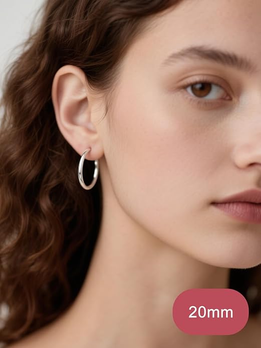 FOCALOOK 14K Gold Plated Lightweight Large Hoops| 2mm Thin Hoop Earrings for Women 30/40/50/70/100mm