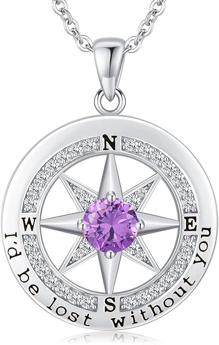 S925 Necklace Gift for Wife |Compass Jewelry |Women Anniversary |Sterling Silver |Girlfriend Birthday Gifts for Her Valentines |I'd be Lost without You |Jewel 18K Gold