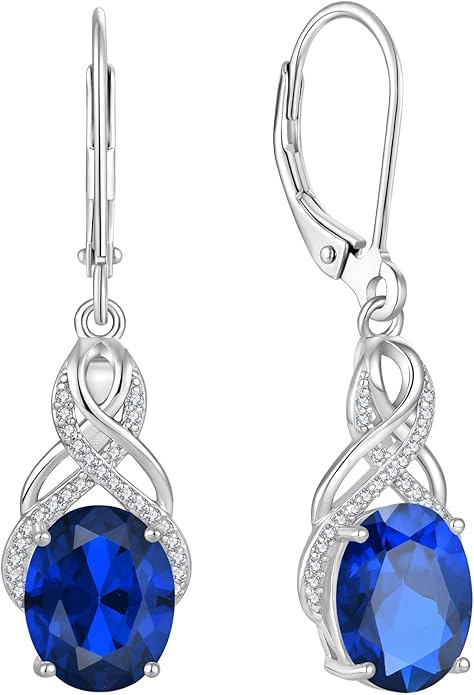 Starchenie 925 Sterling Silver Earrings for Women Infinity Dangle Earrings Amethyst Oval Cut Birthstone Jewelry Gift