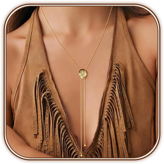 HAXIYA Lariat Gold Necklace for Women Dainty Long Necklace 14k Gold Plated/Silver Y-Shaped Pendant Drop Chain Trendy Layered Pearl/Beaded/CZ Necklaces Simple Gold Jewelry For Women Gift