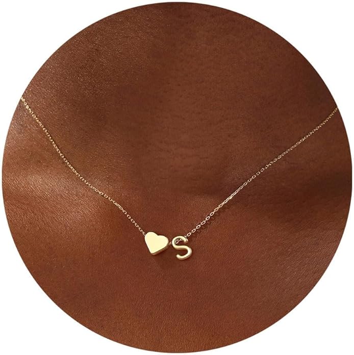 Turandoss Heart Initial Necklaces for Women - Dainty 18K Gold Plated Tiny Heart Initial A-Z Letter Pendant Necklace Birthday Gifts for Teen Girls Jewelry