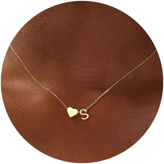 Turandoss Heart Initial Necklaces for Women - Dainty 18K Gold Plated Tiny Heart Initial A-Z Letter Pendant Necklace Birthday Gifts for Teen Girls Jewelry