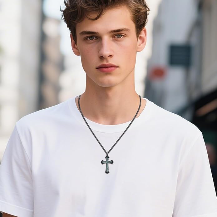 Cross Necklace for Men 925 Sterling Silver Celtic Cross Pendant Christian Jewelry Religious Christmas Gifts for Women