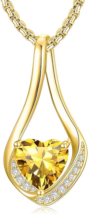 Birthstone Necklaces for Women,18k Yellow/White Gold Plated Forever Love Heart Infinity Pendant Necklace Anniversary Jewelry Christmas Birthday Gifts for Women Her Wife Girlfriend