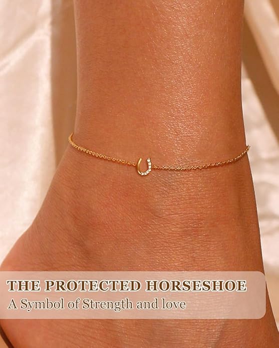 Gold Ankle Bracelets for Women Waterproof - 18K Gold Plated Stainless Steel Dainty Heart Anklets, Non Tarnish Meaningful Gifts for Her Sister Best Friend or Yourself