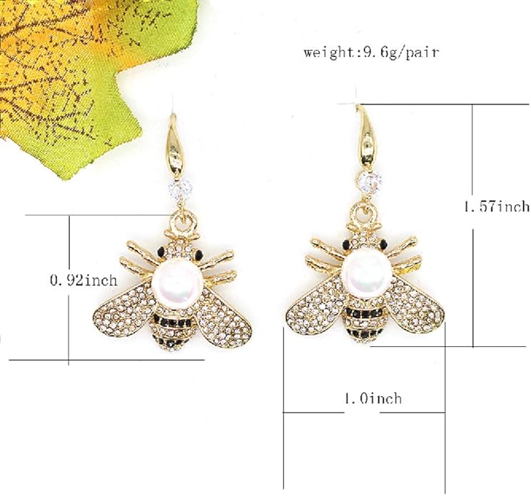 Honey Bee Brooches Crystal Insect Themed Bee Brooch Animal Fashion Shell Pearl Brooch Pin Gold Tone