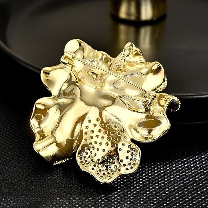Flower Brooch Pin - Rhinestone Flower Pin 18k Gold Plated - Thanksgiving Day, Birthday, Wedding Gifts for Mom, Wife