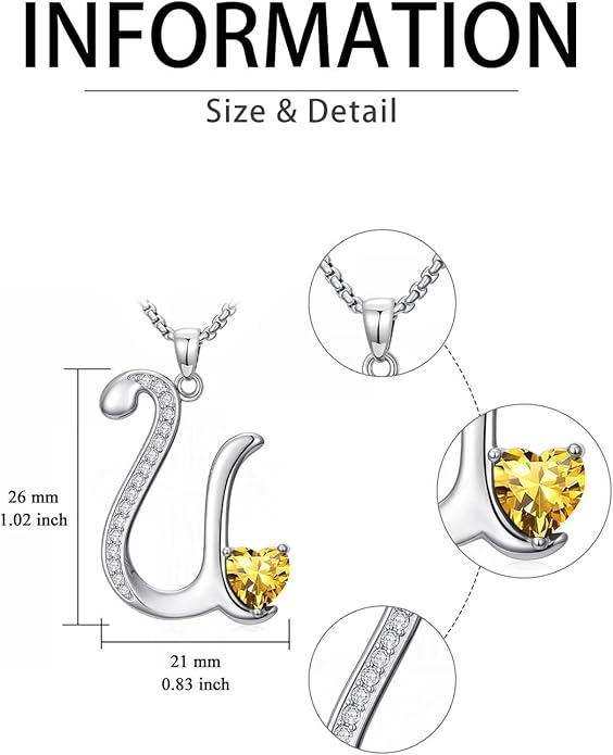 Christmas Gifts for Women Alphabet A to Z Initial Birthstone Pendant Necklaces for Women - 18k White Gold Plated Personalized Name Jewelry Valentine Mothers Day Birthday Gifts for Women Her Girlfriend