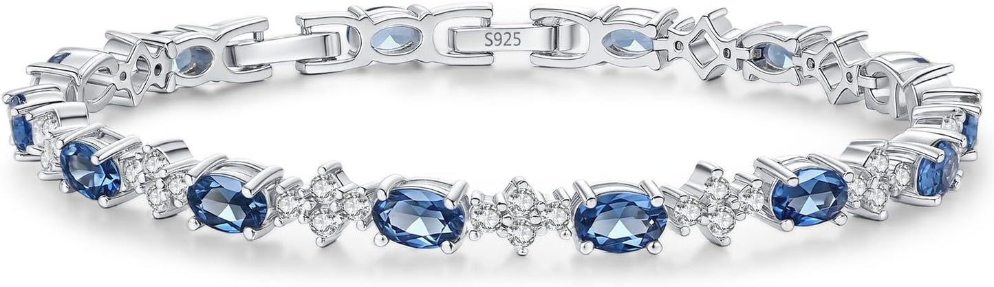 Tennis Birthstone Bracelets Sterling Silver Bracelets Charm Jewelry Birthday Gifts for Women,Girlfriend,Wife,Mom - Graduation, Friendship,Birthday, Anniversary