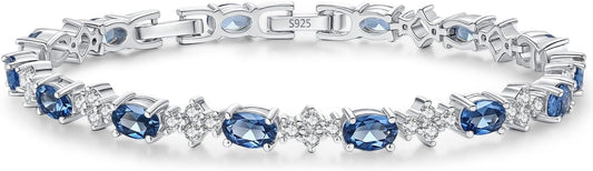 Tennis Birthstone Bracelets Sterling Silver Bracelets Charm Jewelry Birthday Gifts for Women,Girlfriend,Wife,Mom - Graduation, Friendship,Birthday, Anniversary