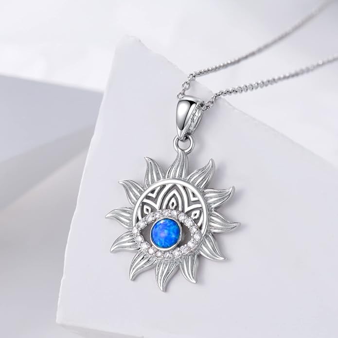 VONALA Silver Evil Eye Necklace for Women Hamsa Fatima Necklace Hamsa Hand Jewelry Gifts for Men