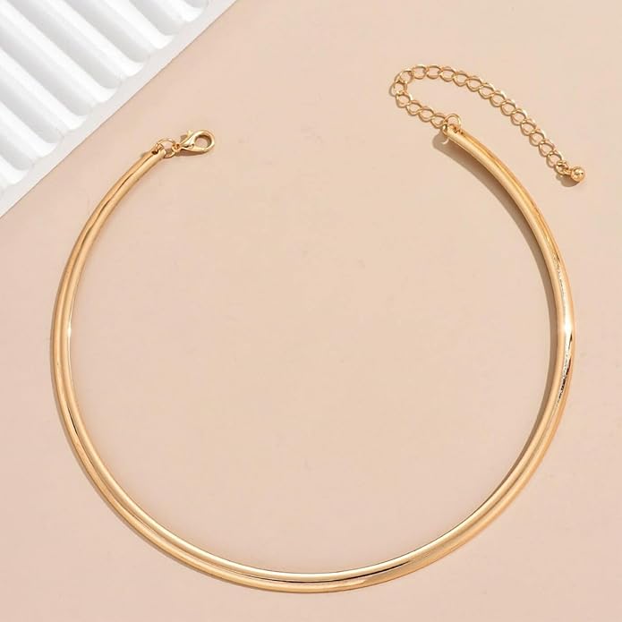 Collar Necklace for Woman Trendy Silver Choker Necklaces for Woman Statement Open Round Collar Choker Necklace