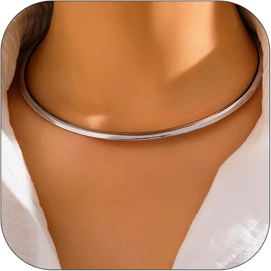 Gold Collar Necklace for Women Trendy African Jewelry Minimalist Statement Choker Metal Jewelry Gifts for Parties, Evenings, and Everyday Wear