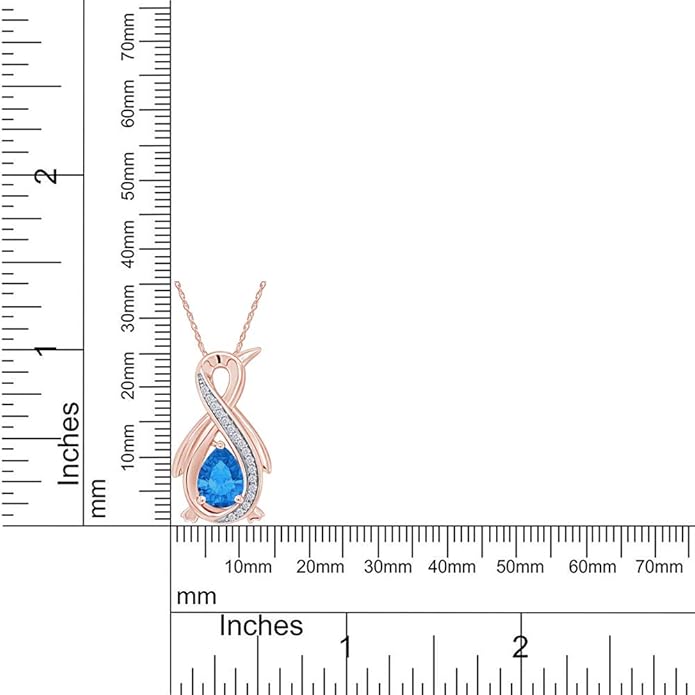 Infinity Penguin Pendant Necklace for Women, 14K Gold Over Sterling Silver with Pear & Round Cut Simulated Birthstone & White Diamond Accents, Dainty Animal Jewelry Gift with 18" Chain