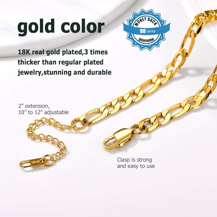 PROSTEEL Stainless Steel Chain Anklets for Women, Silver/Gold Tone, Ankle Bracelets Hypoallergenic, 8-10.5 Inch Adjustable, Come with Box