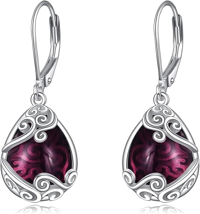 Moonstone Filigree Drop Dangle Teardrop Earrings 925 Sterling Silver Moonstone Leverback Earrings for Women Jewelry Gifts