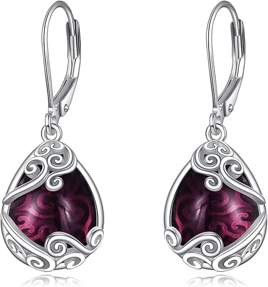 Moonstone Filigree Drop Dangle Teardrop Earrings 925 Sterling Silver Moonstone Leverback Earrings for Women Jewelry Gifts