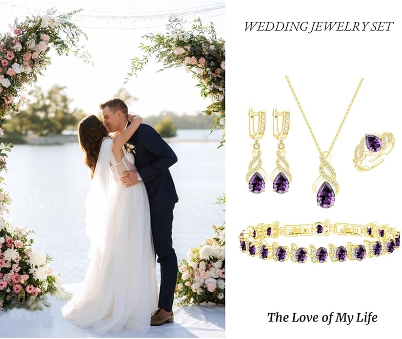 ZCGJWE Wedding Jewelry Set for Women Gem Necklace Earrings Bracelet Luxury Jewelry Set Birthday Valentine's Day Mother's Day Christmas Prom Jewelry Gift