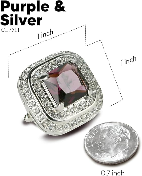 Vittorio Vico Square Colored Crystal Double Diamond Set Cufflinks