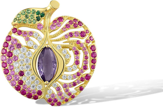 Santuzza 925 Sterling Silver Gemstone Pin Brooch for Women