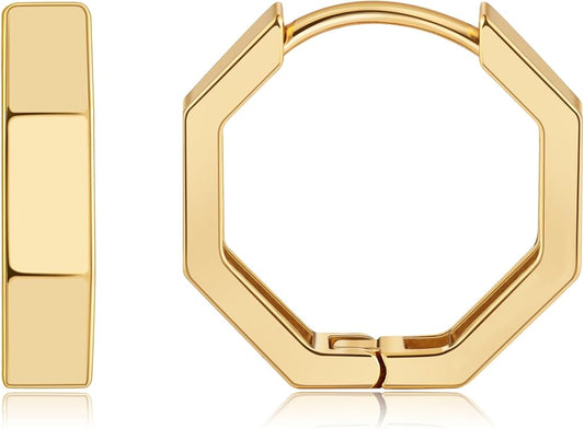 Gacimy Gold Huggie Hoop Earrings for Women 14k Gold Plated, Small Hoop Earrings for Women, 1/2 Inch Yellow Color Earrings for Women