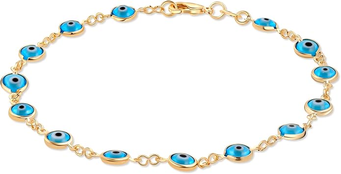 Barzel 18k Gold Plated Evil Eye Anklet Bracelet - Made In Brazil