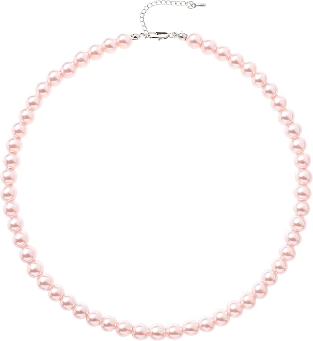 BABEYOND Round Imitation Pearl Necklace Wedding Pearl Necklace for Brides