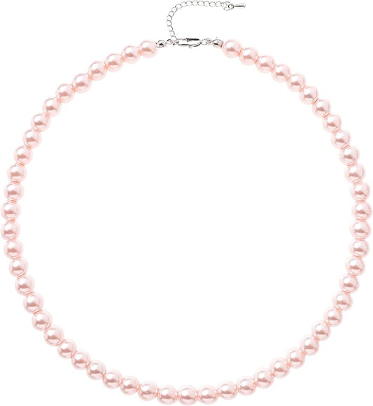 BABEYOND Round Imitation Pearl Necklace Wedding Pearl Necklace for Brides