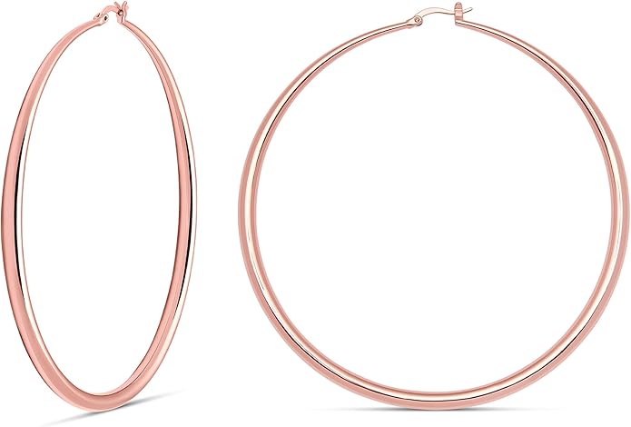 MILLA 14K Gold Hoop Earrings For Women, Silver Hoop Earrings & Rose Gold Earrings with Graduated Curvature