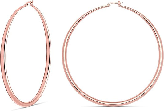 MILLA 14K Gold Hoop Earrings For Women, Silver Hoop Earrings & Rose Gold Earrings with Graduated Curvature