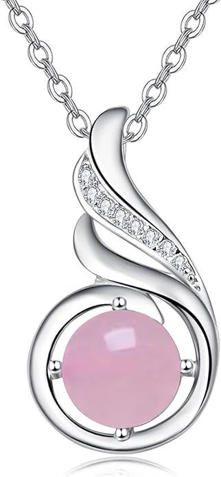 TANGPOET Birthstone Gemstone Necklaces for Women 925 Sterling Silver Dainty Pendant Jewelry Valentines Mothers Day Christmas Birthday Gifts for Mom Girlfriend Wife Daughter