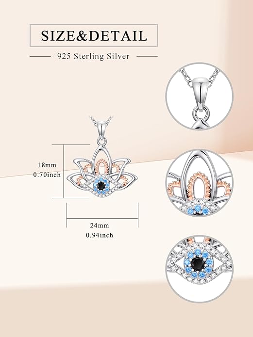 WINNICACA Sterling Silver Evil Eye Necklace Protection Crystal Pendant for Women Good Luck Vintage Evil Eye Pendant Jewelry Birthday Gifts for Women Friend Female