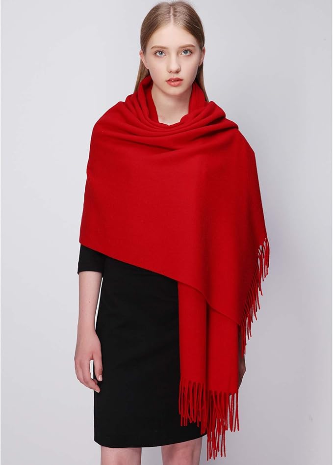 RIIQIICHY 100% Wool Scarf Pashmina Shawls and Wraps for Women Cashmere Warm Winter More Thicker Soft Scarves