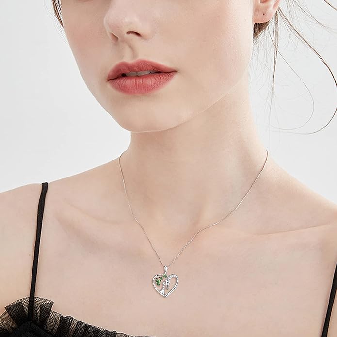 STARCHENIE Giraffe Necklace 925 Sterling Silver Heart Pendant Animal Jewelry for Women
