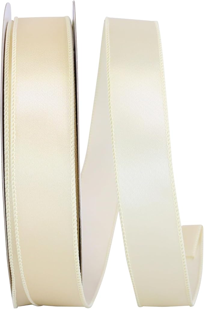 Reliant Ribbon 92575W-810-09K Satin Value Wired Edge Ribbon, 1-1/2 Inch X 50 Yards, Ivory