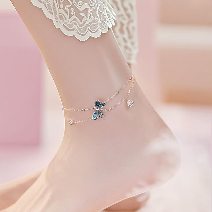 925 Sterling Silver Dragonfly Anklet Dragonfly Bracelet Jewelry for Women