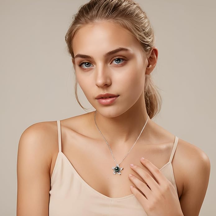 Genuine Tahitian Black Pearl Necklace for Women, 9-11mm AAAA Seawater Pearl with Sterling Silver Moissanite Pendant, Jewelry Gift for Wife, Mom, Girlfriend, Wedding Anniversary, Birthday, Christmas