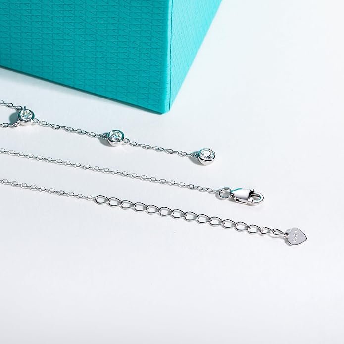 AnuClub Cushion Cut Moissanite Pendant Necklace D Color VVS1 925 Sterling Silver Refined Daily Necklace for Women with Certificate, 40+2+3cm Adjustable Chain