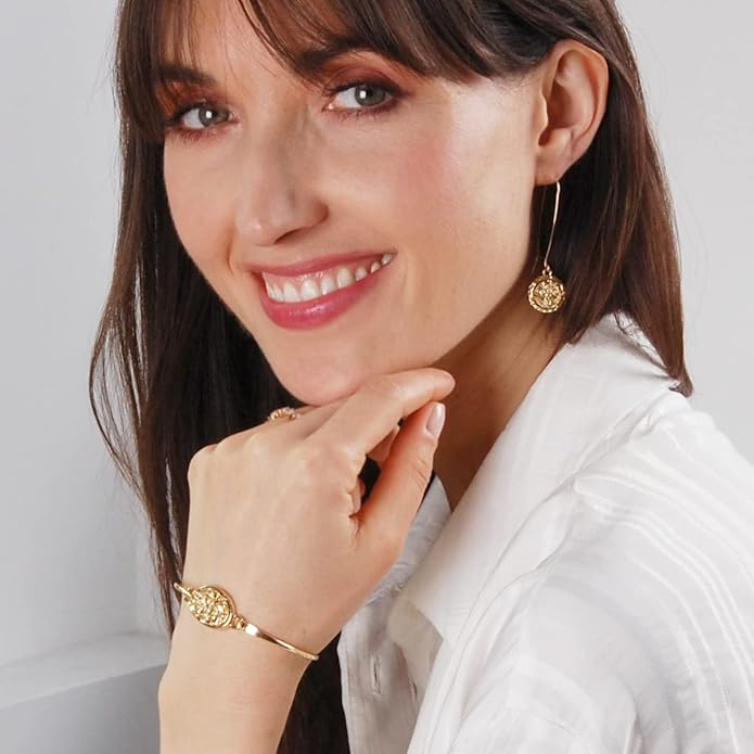 Simulated Druzy Threader Drop Earrings for Women - Gold, Silver, or Rose Gold Tone Trendy Boho Dangles with Sparkly Round Stone