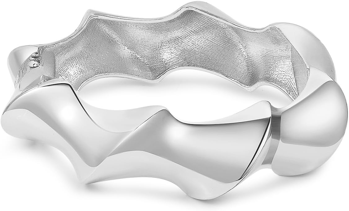 jokcde Chunky Gold/Silver Gold Cuff Bangle Bracelets for Women Trendy Hinged Cuff Open Wide Chunky Gold Bracelet Minimalist Bangle Jewelry Gift