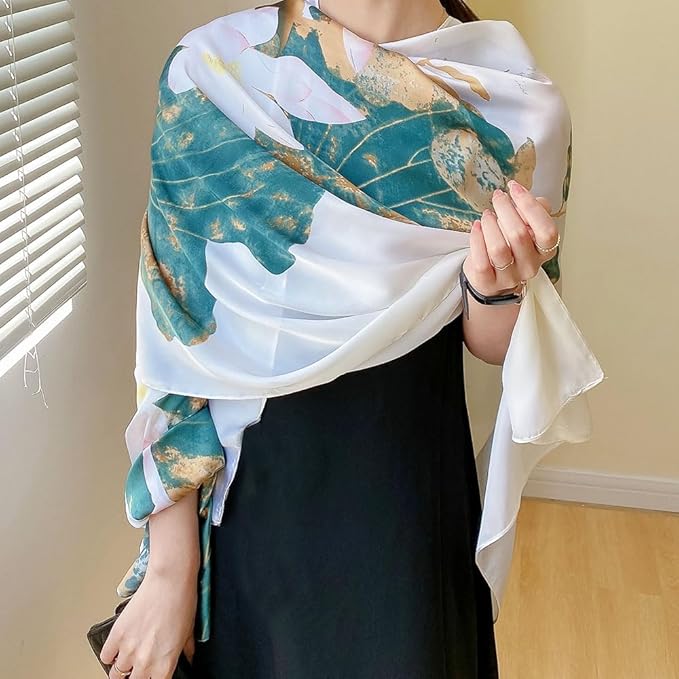 Clysoru Silk Scarf For Women Hair Scarves Lightweight Satin Elegant Shawl Wraps Bufanda Mujer Fashion Accessories 70.8"X35.4"