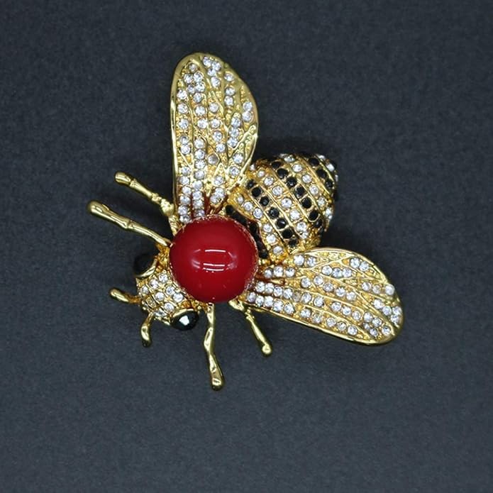 Honey Bee Brooches Crystal Insect Themed Bee Brooch Animal Fashion Shell Pearl Brooch Pin Gold Tone