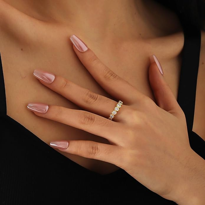 Episkeyk Gold Rings for Women Non Tarnish Stackable Rings 14k Gold Plated Pinky Ring for Women Cubic Zirconia Gift