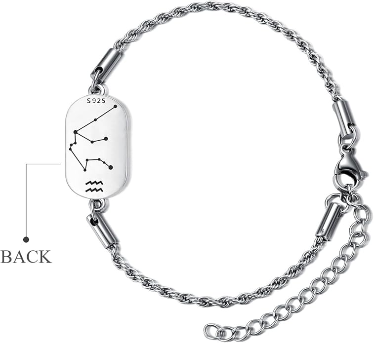 SIMONLY Zodiac Bracelet 925 Sterling Silver Constellation Anklet Horoscope Zodiac Jewelry Christmas Birthday Astrology Gifts for Women Men Unisex