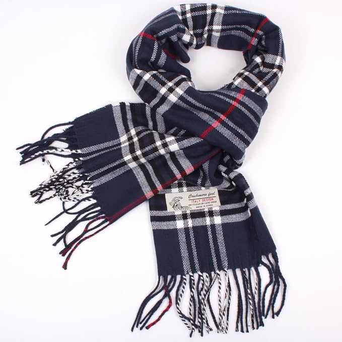 TZ Promise Tartan Plaid Cashmere Feel Classic Soft Luxurious Winter Scarf For Men Women