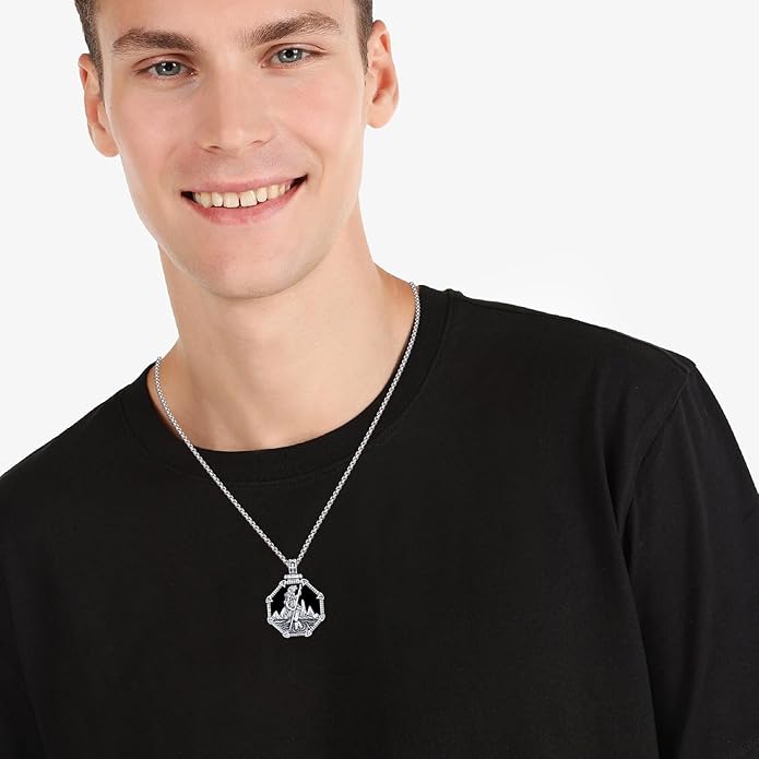 Taioiat Saint Necklace 925 Sterling Silver St Necklace Amulet Pendant Jewelry Religious Gift for Men Women