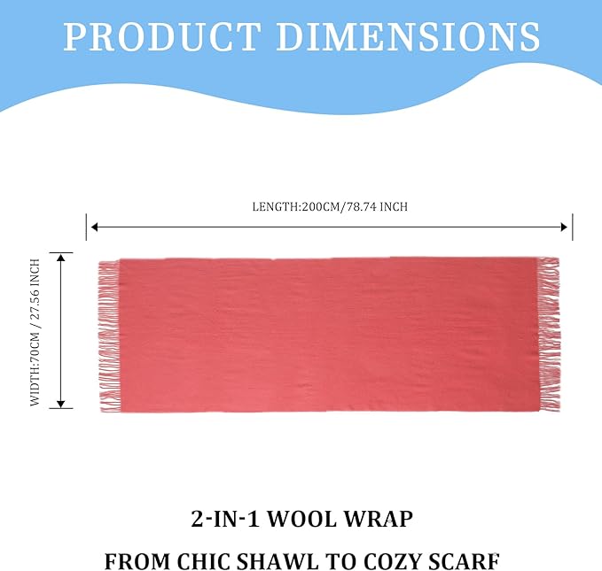Temminc Winter Scarf for Women - Soft Warm Pashmina Shawl Wrap, Lightweight Fashion Blanket Travel Shawl, Solid Color Scarf