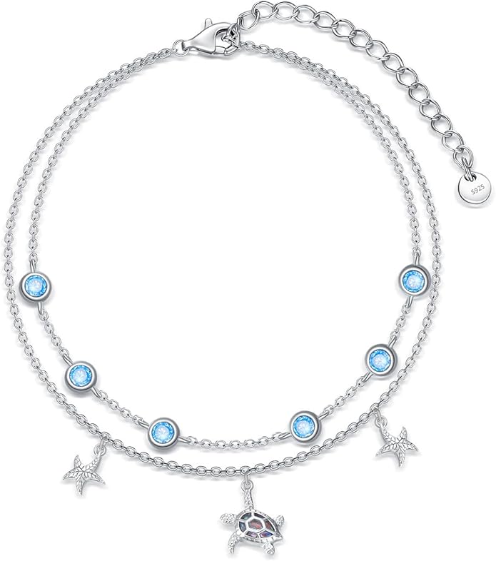 Dorunmo Anklet Bracelets For Women 925 Sterling Silver Birthstone/Infinity/Butterfly/Evil Eye/Turtle/Pineapple/Starfish/Heart Anklets Bracelets Jewelry Gifts for Women
